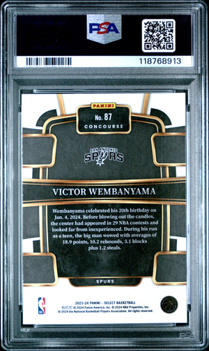 Victor Wembanyama 2023 Panini Select Blue San Antonio Spurs Basketball RC Rookie Card #87 Graded PSA 10 Cert #118768913-Powers Sports Memorabilia