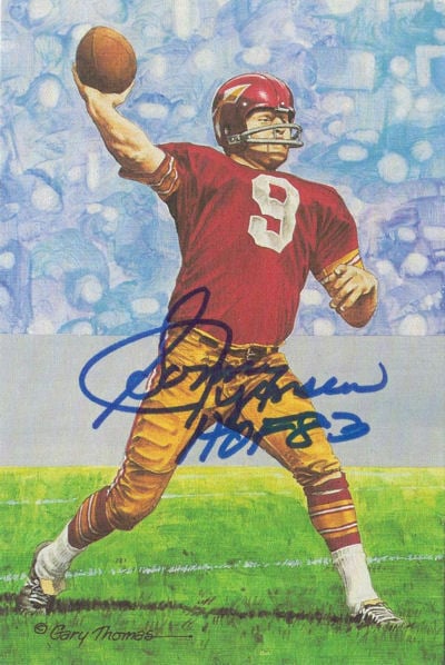 Sonny Jurgensen Signed Washington Redskins Goal Line Art w/HOF 83-Powers Sports Memorabilia
