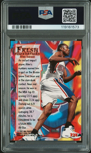 Allen Iverson 1996 Fleer Metal Signed Basketball Rookie Card #236 Auto Graded PSA 10 Cert # 119161573-Powers Sports Memorabilia
