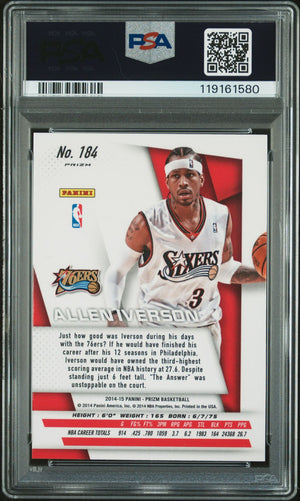 Allen Iverson 2014 Panini Silver Prizm Signed Basketball Card #184 Auto Graded PSA 10 Cert # 119161580-Powers Sports Memorabilia