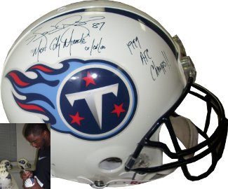 Kevin Dyson Autographed Tennessee Titans Full Size Replica Helmet Music City Miracle & '99 AFC Champs-Powers Sports Memorabilia