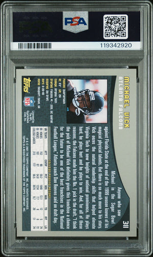 Michael Vick 2001 Topps Signed Football Rookie Card #311 Graded PSA 9 Auto 10 Cert # 119342920-Powers Sports Memorabilia