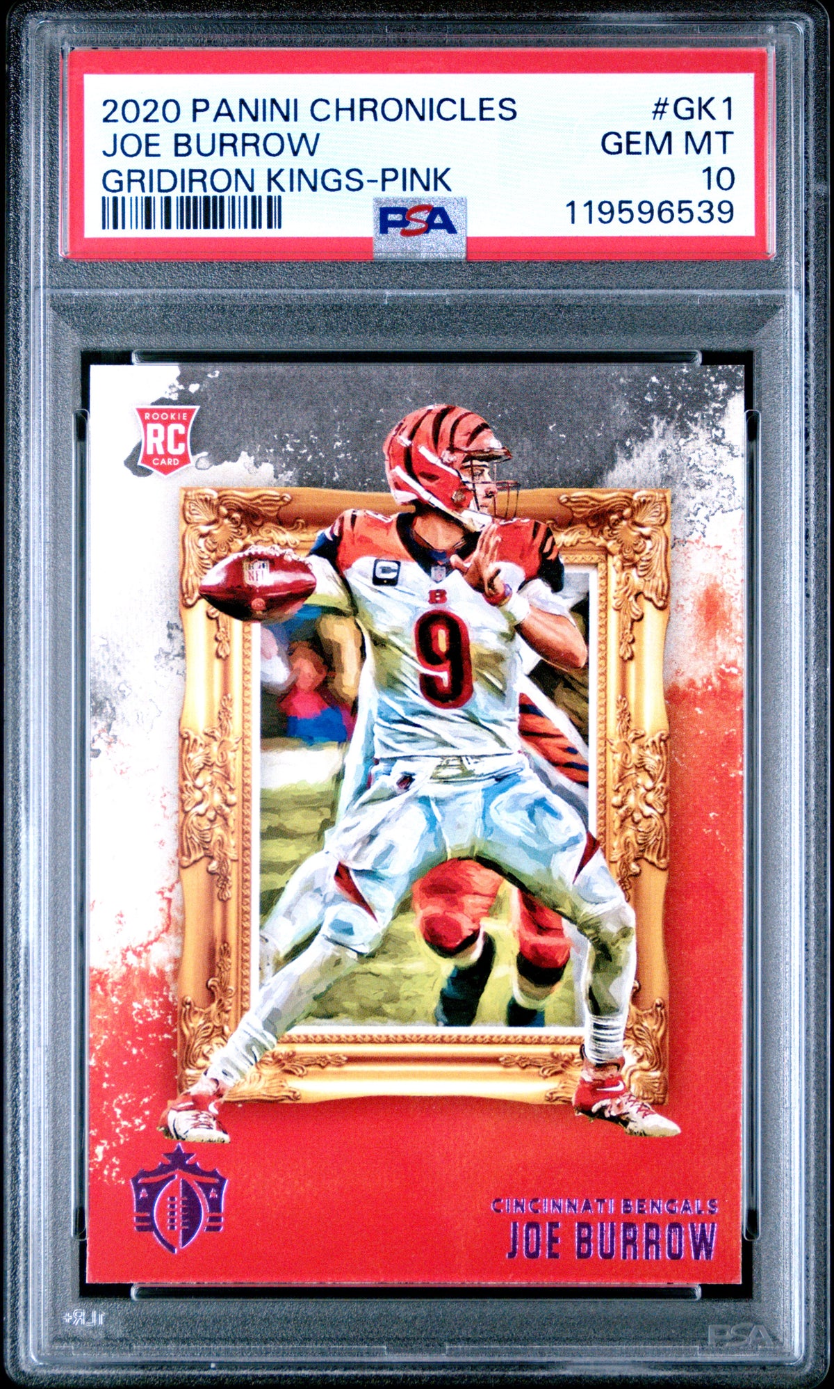 Joe Burrow 2020 Panini Chronicles Gridiron Kings Pink Football Rookie Card #GK1 Graded PSA 10 Cert #119596539-Powers Sports Memorabilia