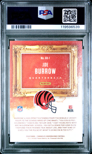 Joe Burrow 2020 Panini Chronicles Gridiron Kings Pink Football Rookie Card #GK1 Graded PSA 10 Cert #119596539-Powers Sports Memorabilia