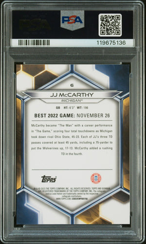 J.J. McCarthy 2023 Bowman U Best Blue Signed Football Rookie Card #6 Auto PSA Authentic 138/150 Cert # 119675136 JJ-Powers Sports Memorabilia