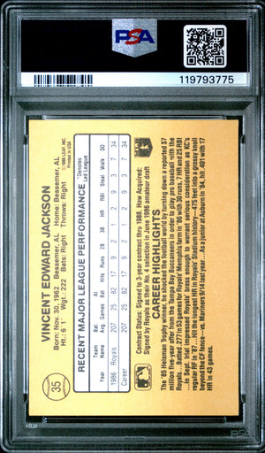 Bo Jackson 1987 Donruss Rated Rookie Kansas City Royals Baseball RC Card #35 Graded PSA 8 Cert #119793775-Powers Sports Memorabilia