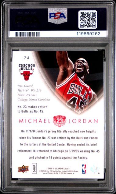 Michael Jordan 2009 Upper Deck Legacy Gold Card #74 PSA 9-Powers Sports Memorabilia