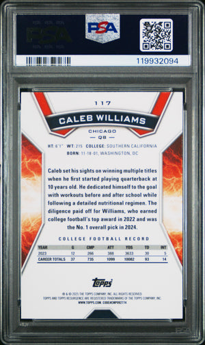 Caleb Williams 2024 Topps Resurgence Football Rookie Card #117 Graded PSA 10 Cert #119932094-Powers Sports Memorabilia