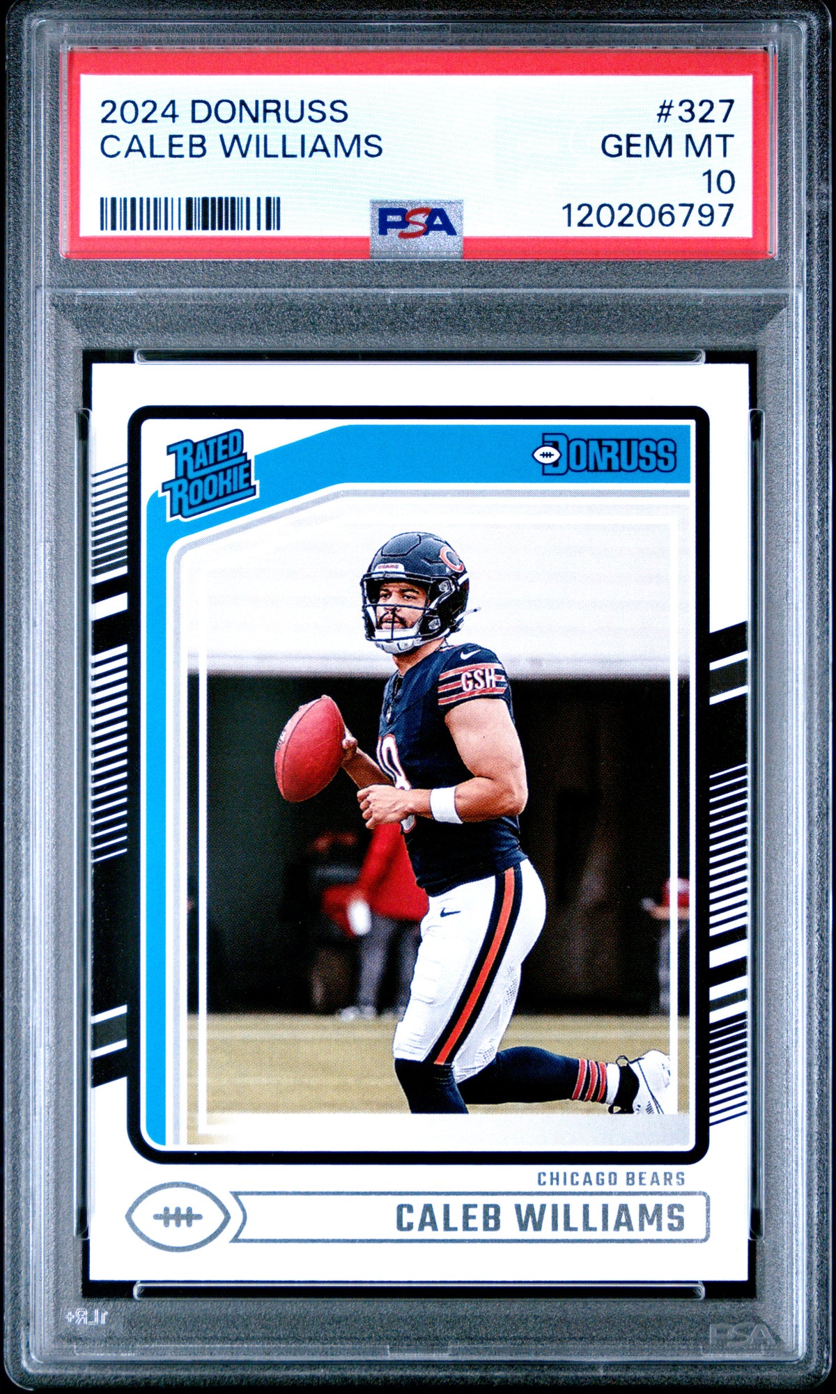 Caleb Williams 2024 Panini Donruss Football Rookie Card #327 Graded PSA 10 Cert # 120206797-Powers Sports Memorabilia