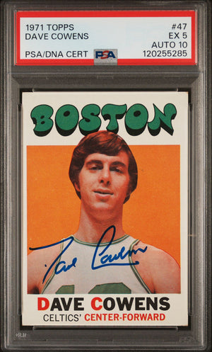 Dave Cowens 1971 Topps Signed Basketball Rookie Card #47 Graded PSA 5 Auto 10-Powers Sports Memorabilia