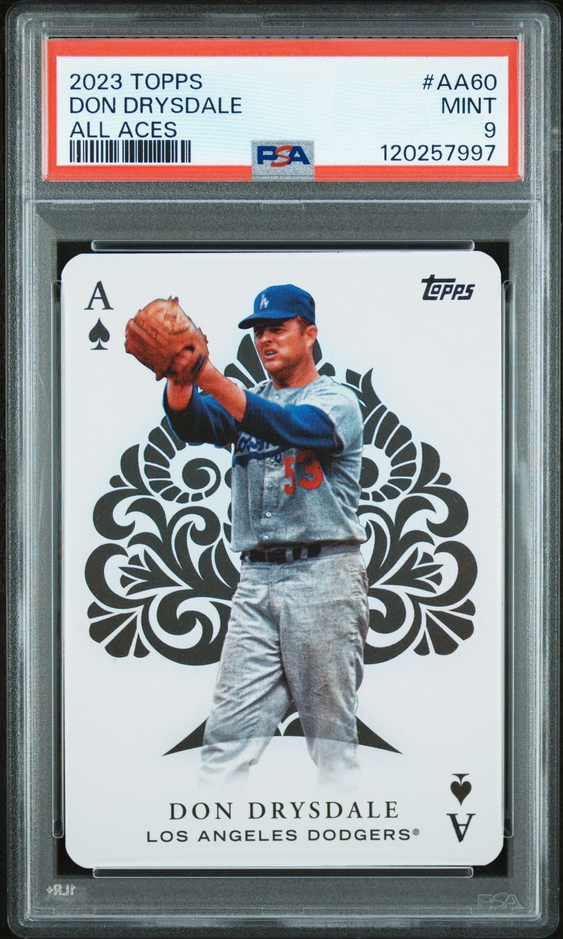 Don Drysdale 2023 Topps All Aces Baseball Card #AA60 Graded PSA 9 Cert # 120257997-Powers Sports Memorabilia