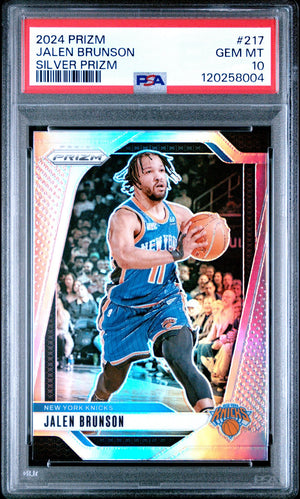 Jalen Brunson 2024 Panini Prizm Silver Basketball Card #217 Graded PSA 10 Cert # 120258004