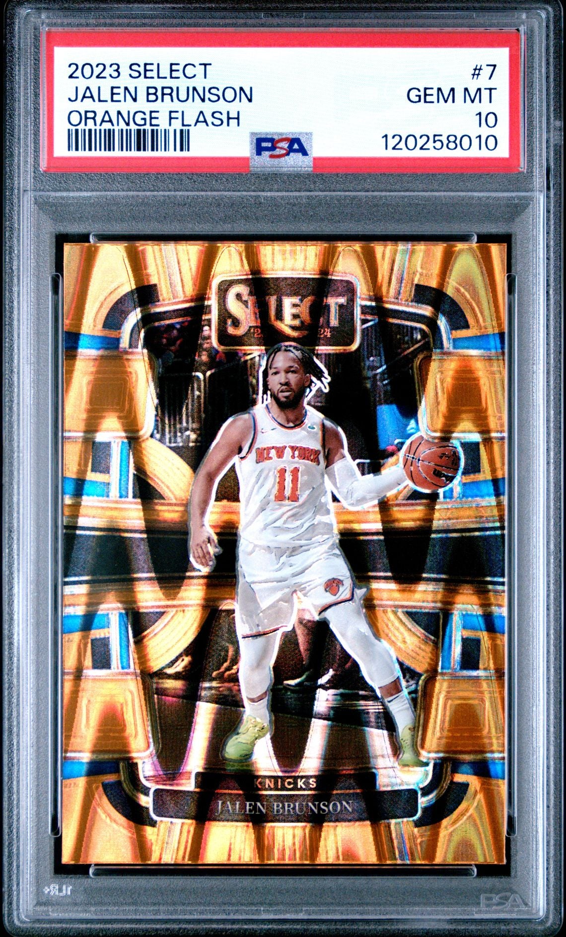 Jalen Brunson 2023 Panini Select Orange Flash Basketball Card #7 Graded PSA 10 Cert # 120258010-Powers Sports Memorabilia