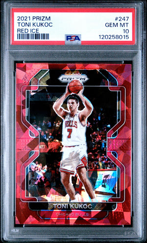 Toni Kukoc 2021 Panini Prizm Red Ice Basketball Card #247 Graded PSA 10 Cert # 120258015