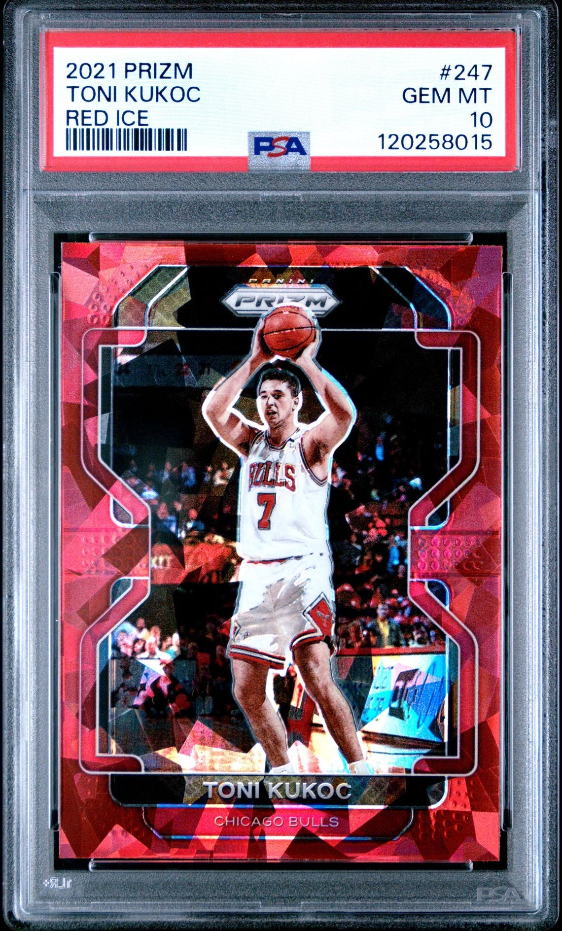 Toni Kukoc 2021 Panini Prizm Red Ice Basketball Card #247 Graded PSA 10 Cert # 120258015-Powers Sports Memorabilia