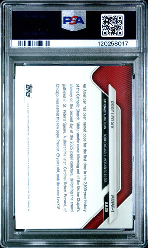 Pope Leo XIV 2025 Topps Now Card #POPE1 Graded PSA 8 120258017-Powers Sports Memorabilia