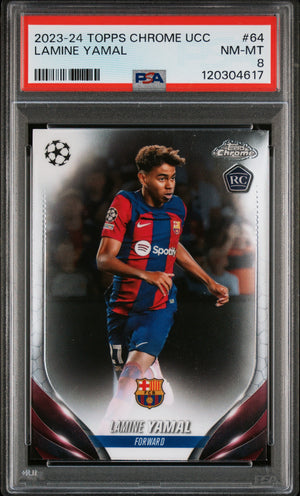 Lamine Yamal 2023 Topps Chrome UEFA RC Rookie Card #64 PSA 8