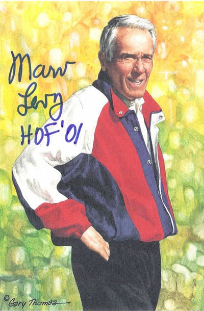 Marv Levy Signed Buffalo Bills Goal Line Art Card-Powers Sports Memorabilia