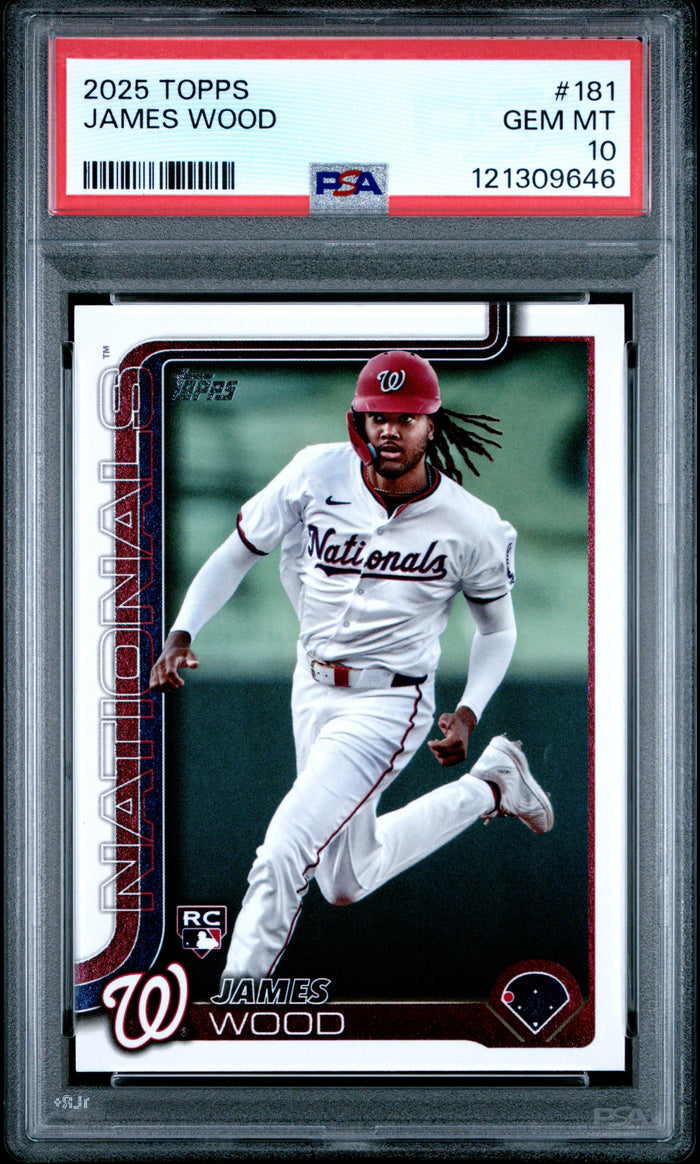 James Wood 2025 Topps Nationals RC Rookie Card #181 PSA 10-Powers Sports Memorabilia