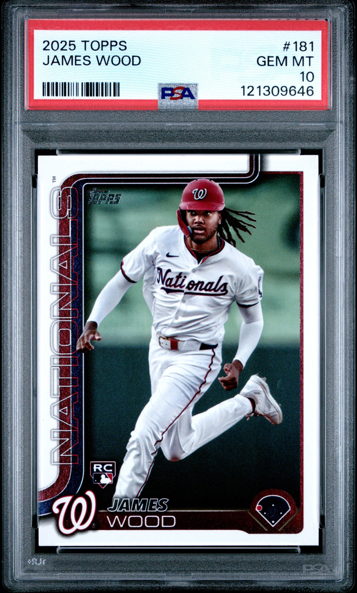James Wood 2025 Topps Nationals RC Rookie Card #181 PSA 10