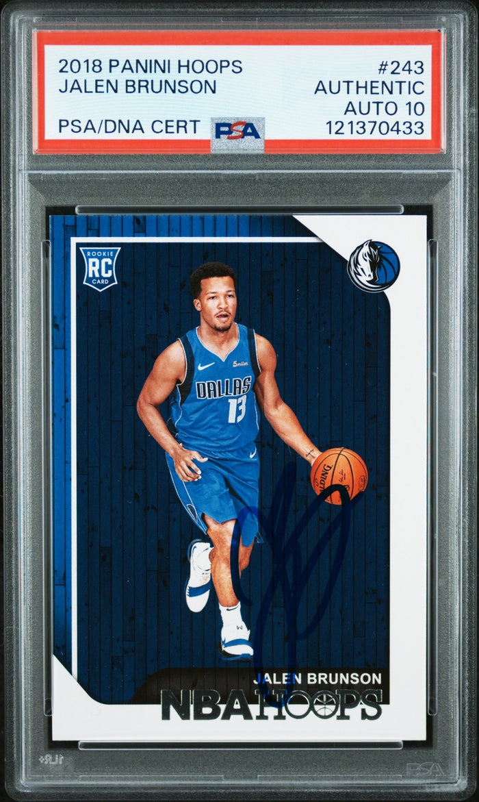 Jalen Brunson 2018 Panini Hoops Dallas Mavericks Signed Basketball RC Rookie Card #243 Graded PSA Authentic Auto 10 Cert #121370433-Powers Sports Memorabilia