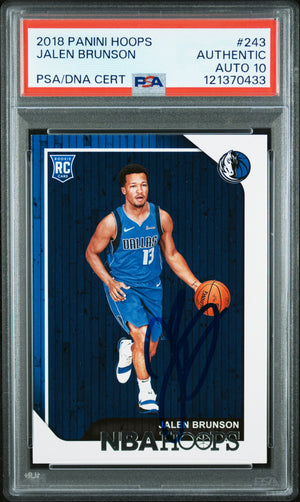 Jalen Brunson 2018 Panini Hoops Dallas Mavericks Signed Basketball RC Rookie Card #243 Graded PSA Authentic Auto 10 Cert #121370433-Powers Sports Memorabilia