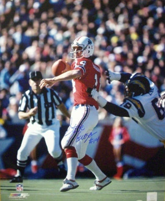 Steve Grogan Autographed New England Patriots 16X20 Photo (vs Chargers)-Powers Sports Memorabilia