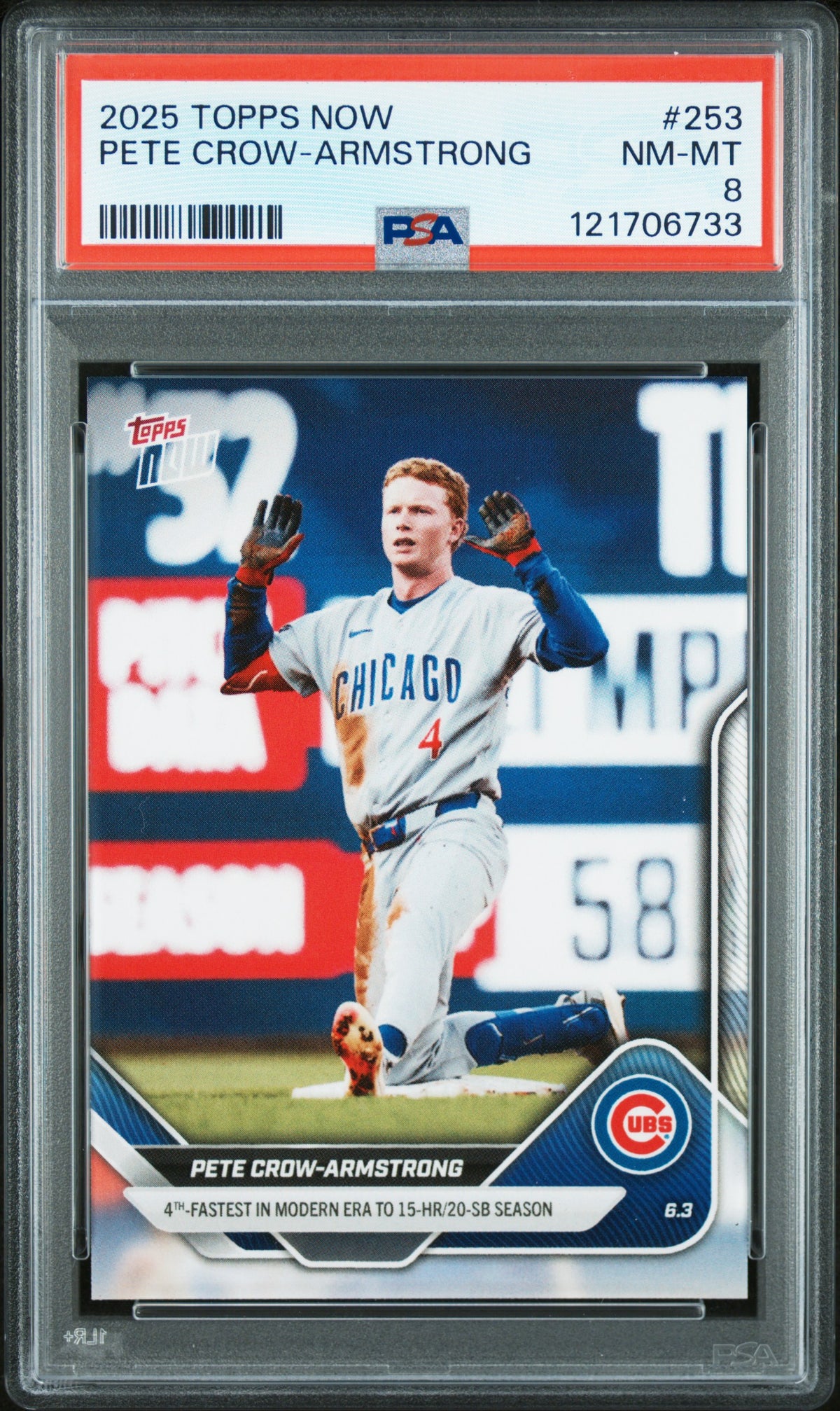 Pete Crow-Armstrong 2025 Topps Now Cubs Card #253 PSA 8
