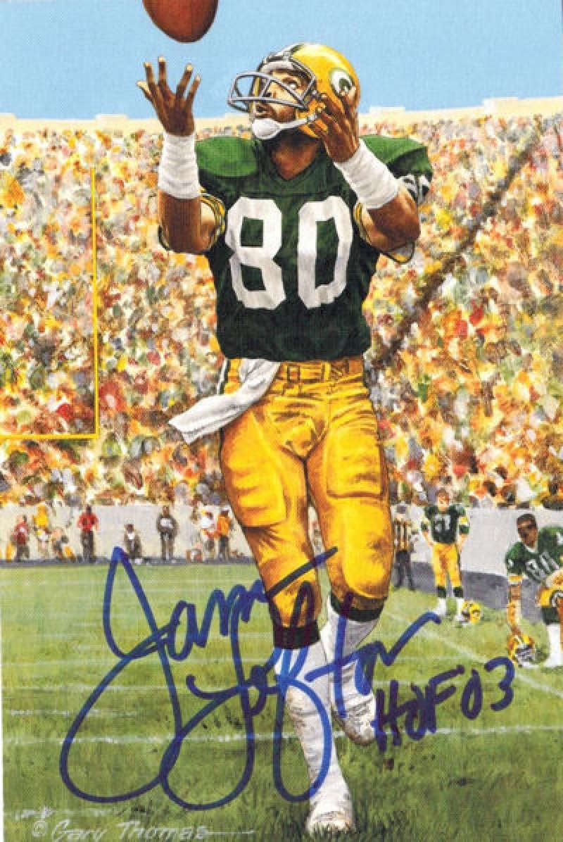 James Lofton Signed Green Bay Packers Goal Line Art w/HOF 03-Powers Sports Memorabilia