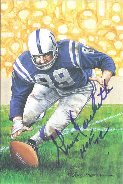 Gino Marchetti Signed Baltimore Colts Goal Line Art Card in blue w/HOF 72-Powers Sports Memorabilia