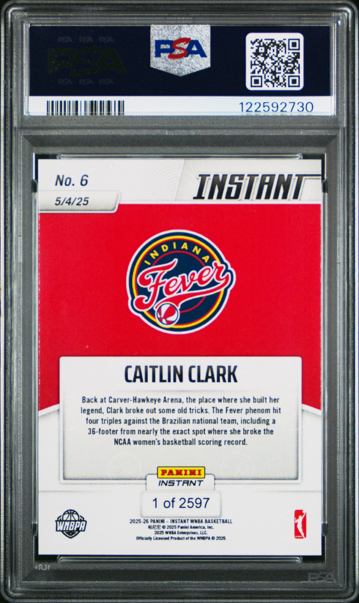 Caitlin Clark 2025 Panini Instant WNBA Fever Card #6 PSA 10-Powers Sports Memorabilia