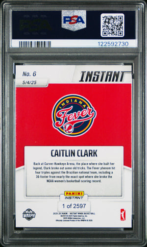 Caitlin Clark 2025 Panini Instant WNBA Fever Card #6 PSA 10-Powers Sports Memorabilia