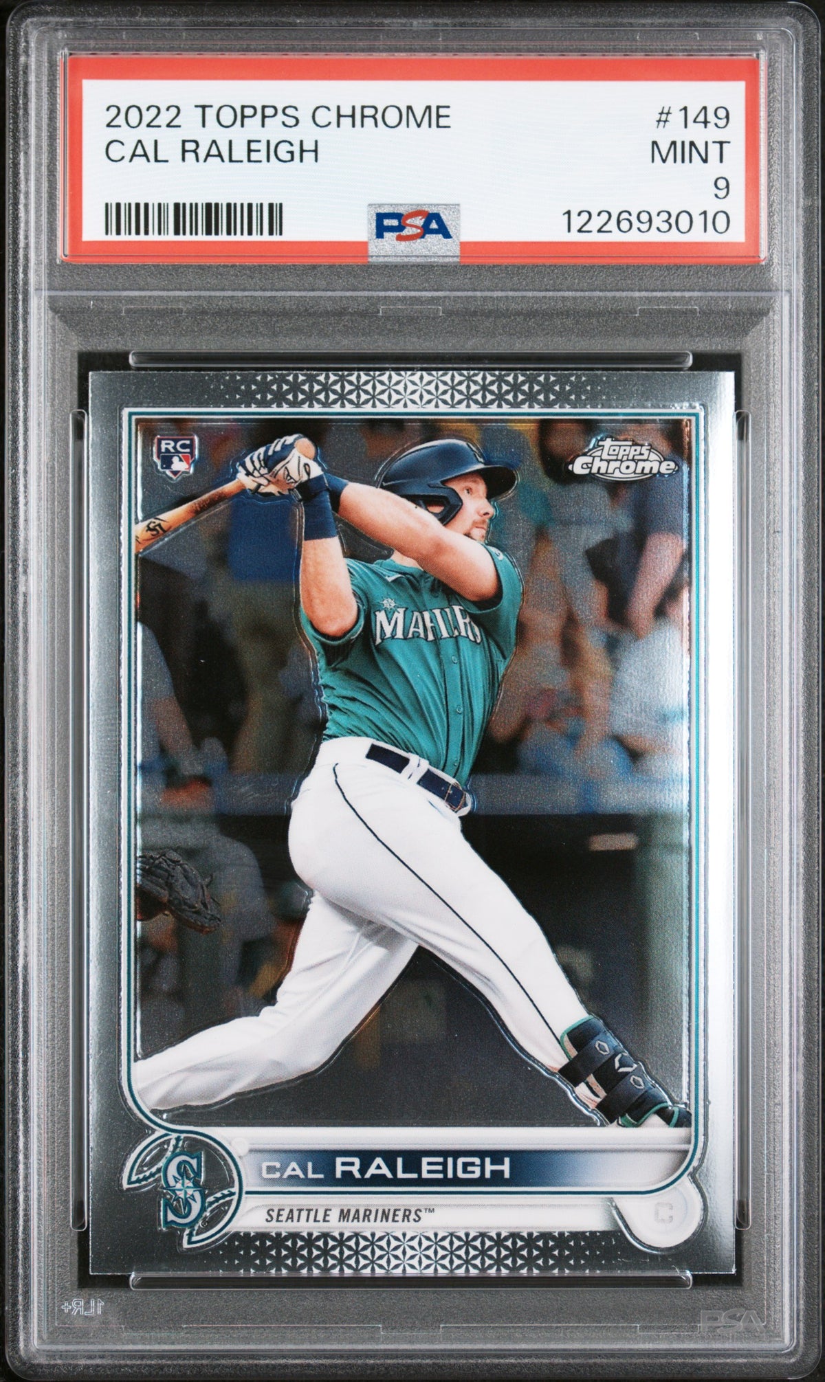 Cal Raleigh 2022 Topps Chrome Seattle Mariners Baseball Rookie Card #149 Graded PSA 9 Cert #122693010-Powers Sports Memorabilia