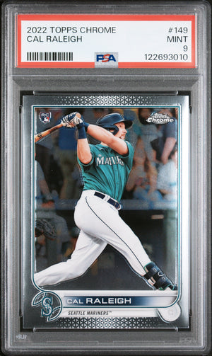 Cal Raleigh 2022 Topps Chrome Seattle Mariners Baseball Rookie Card #149 Graded PSA 9 Cert #122693010-Powers Sports Memorabilia