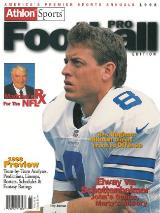Troy Aikman unsigned Dallas Cowboys 1998 NFL Pro Football Preview Magazine-Powers Sports Memorabilia