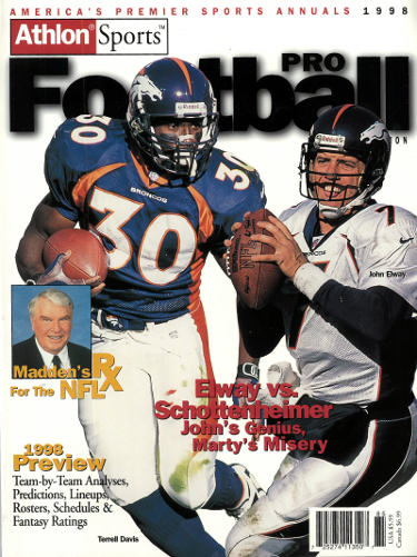 John Elway/Terrell Davis Denver Broncos 1998 NFL Pro Football Preview Magazine-Powers Sports Memorabilia
