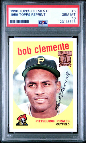 Roberto Clemente 1998 Topps 1959 Baseball Card #5 Graded PSA 10 Cert #123113543-Powers Sports Memorabilia