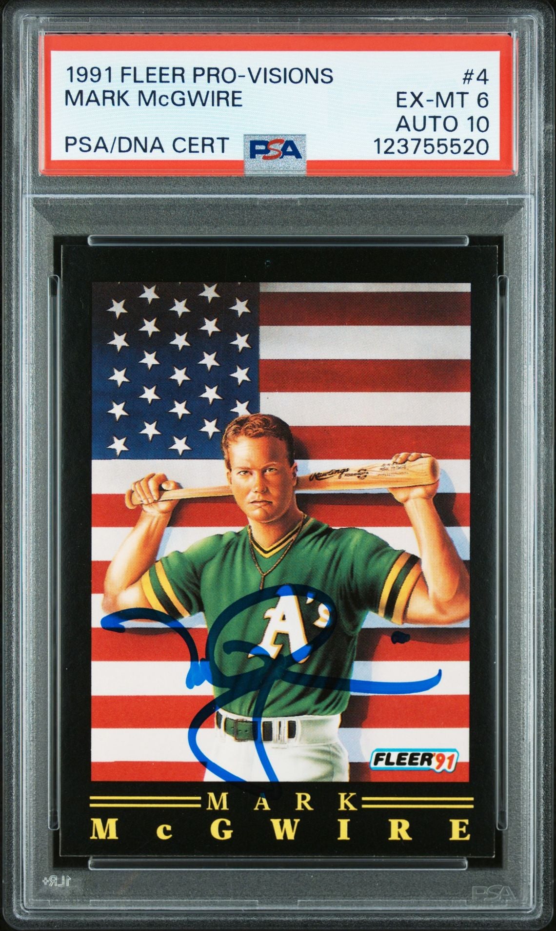 Mark McGwire 1991 Fleer Pro-Visions Signed Baseball Card #4 Graded PSA 6 Auto 10 Cert # 123755520-Powers Sports Memorabilia
