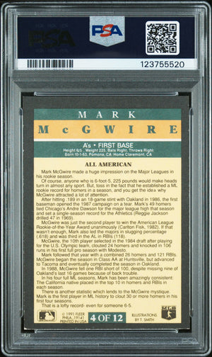 Mark McGwire 1991 Fleer Pro-Visions Signed Baseball Card #4 Graded PSA 6 Auto 10 Cert # 123755520-Powers Sports Memorabilia