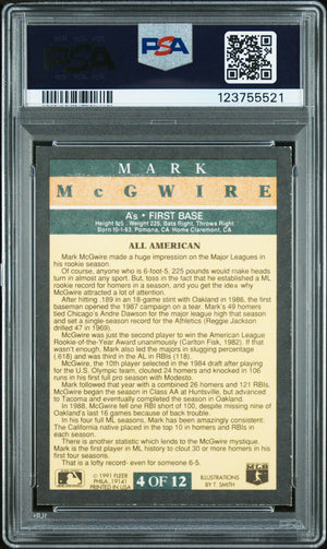 Mark McGwire 1991 Fleer Pro-Visions Signed Baseball Card #4 Graded PSA 8 Auto 10 Cert # 123755521-Powers Sports Memorabilia