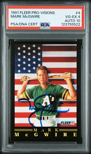 Mark McGwire 1991 Fleer Pro-Visions Signed Baseball Card #4 Graded PSA 4 Auto 10 Cert # 123755522-Powers Sports Memorabilia