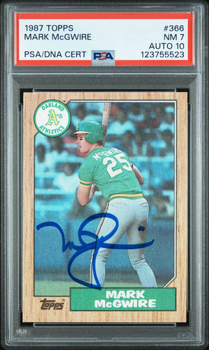 Mark McGwire 1987 Topps Signed Baseball Rookie Card #366 Graded PSA 7 Auto 10 Cert # 123755523-Powers Sports Memorabilia