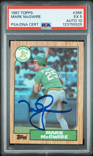 Mark McGwire 1987 Topps Signed Baseball Rookie Card #366 Graded PSA 5 Auto 10 Cert # 123755525-Powers Sports Memorabilia