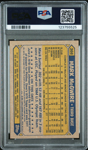 Mark McGwire 1987 Topps Signed Baseball Rookie Card #366 Graded PSA 5 Auto 10 Cert # 123755525-Powers Sports Memorabilia