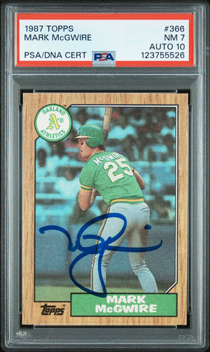 Mark McGwire 1987 Topps Signed Baseball Rookie Card #366 Graded PSA 7 Auto 10 Cert # 123755526-Powers Sports Memorabilia