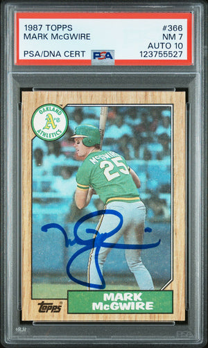 Mark McGwire 1987 Topps Signed Baseball Rookie Card #366 Graded PSA 7 Auto 10 Cert # 123755527-Powers Sports Memorabilia