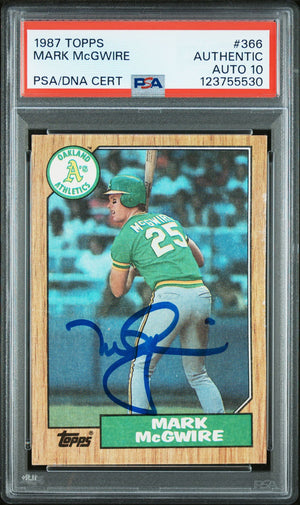 Mark McGwire 1987 Topps Signed Baseball Rookie Card #366 Graded PSA Authentic Auto 10 Cert # 123755530-Powers Sports Memorabilia