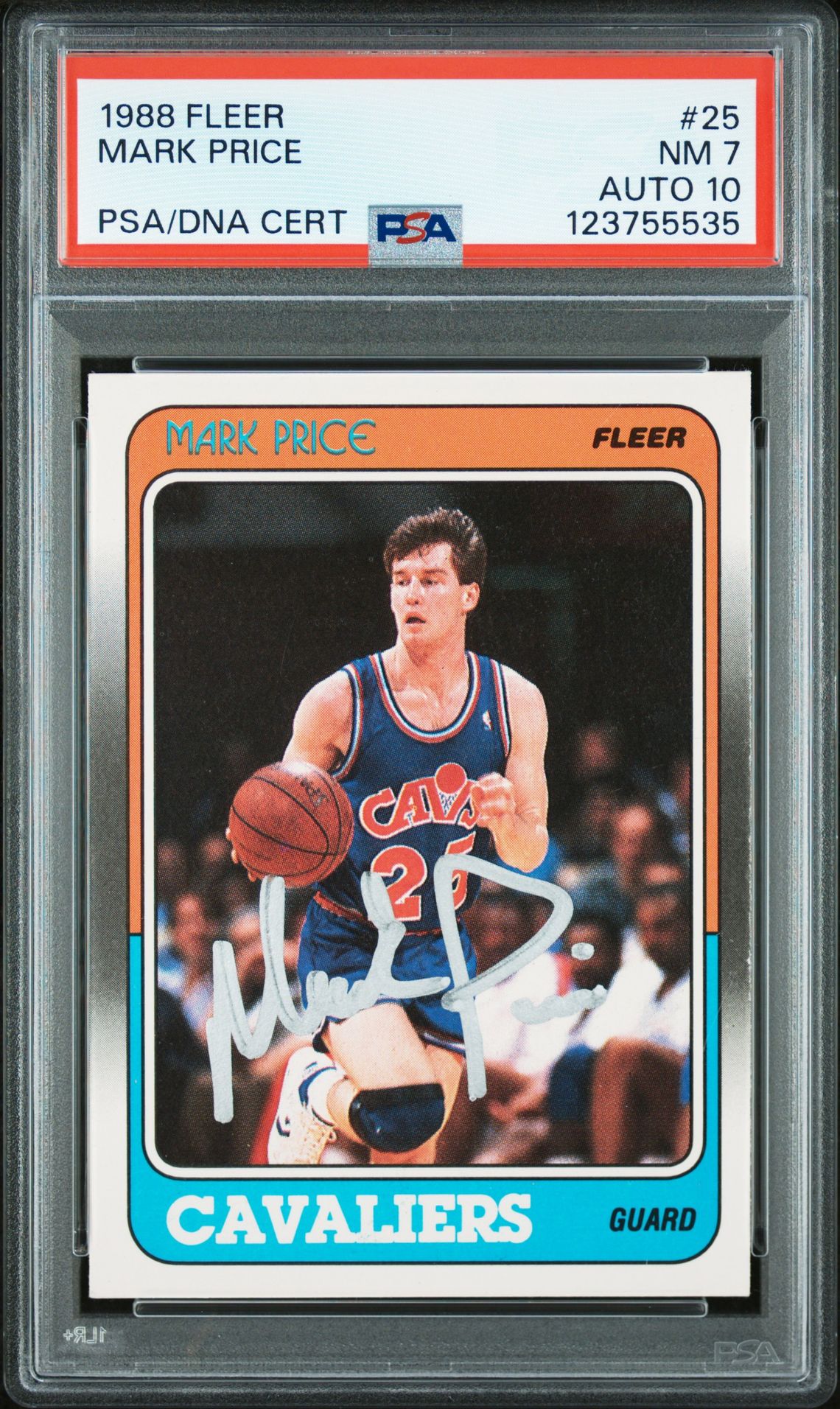 Mark Price 1988 Fleer Signed Basketball Rookie Card #25 Graded PSA 7 Auto 10 Cert # 123755535-Powers Sports Memorabilia