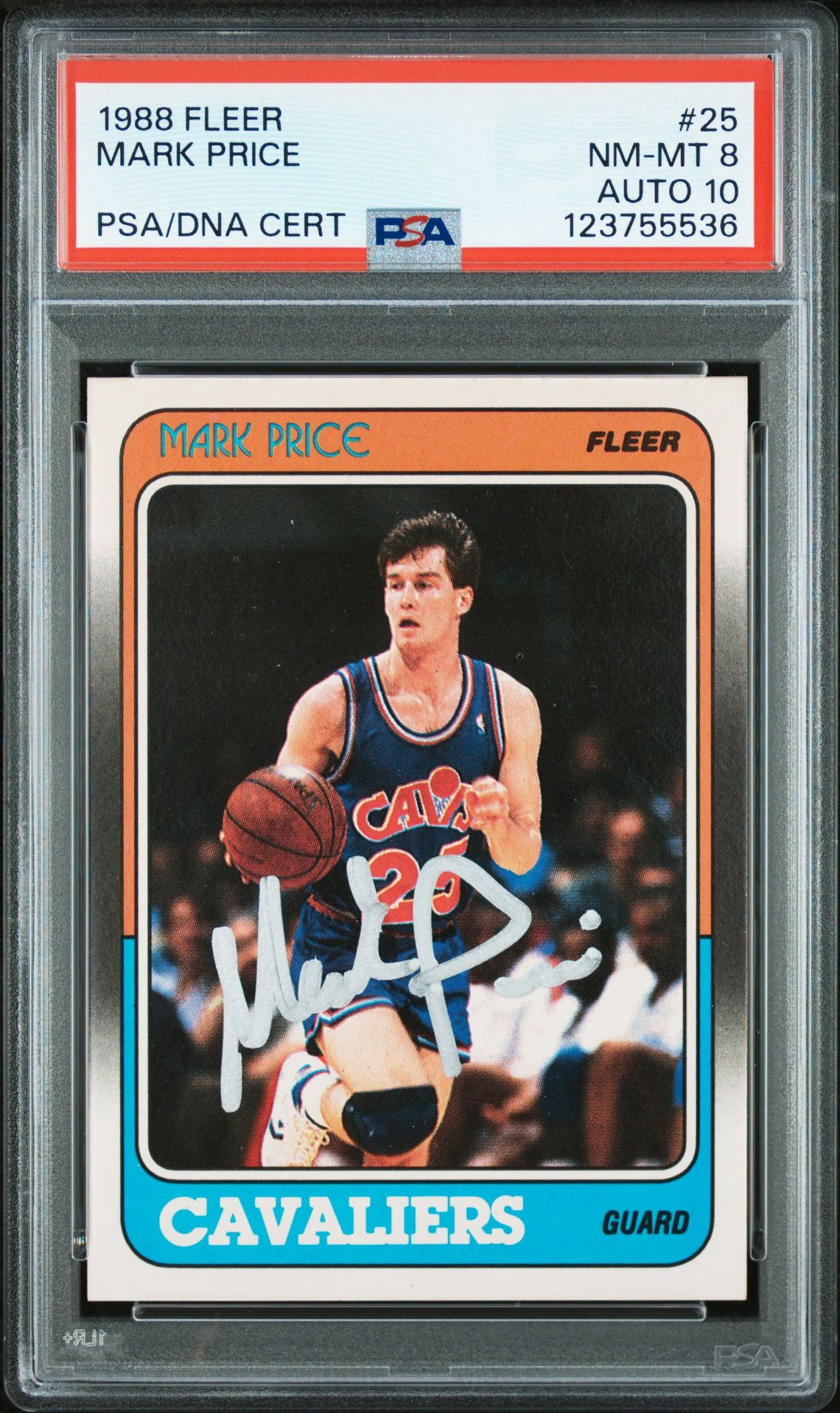 Mark Price 1988 Fleer Signed Basketball Rookie Card #25 Graded PSA 8 Auto 10 Cert # 123755536-Powers Sports Memorabilia