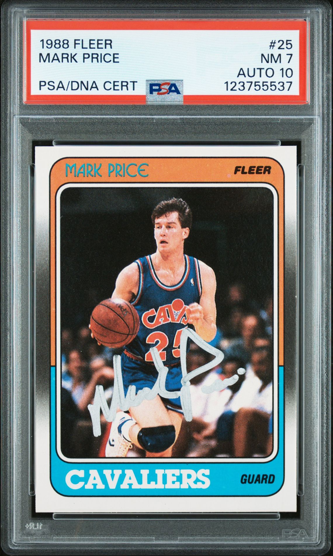 Mark Price 1988 Fleer Signed Basketball Rookie Card #25 Graded PSA 7 Auto 10 Cert # 123755537-Powers Sports Memorabilia